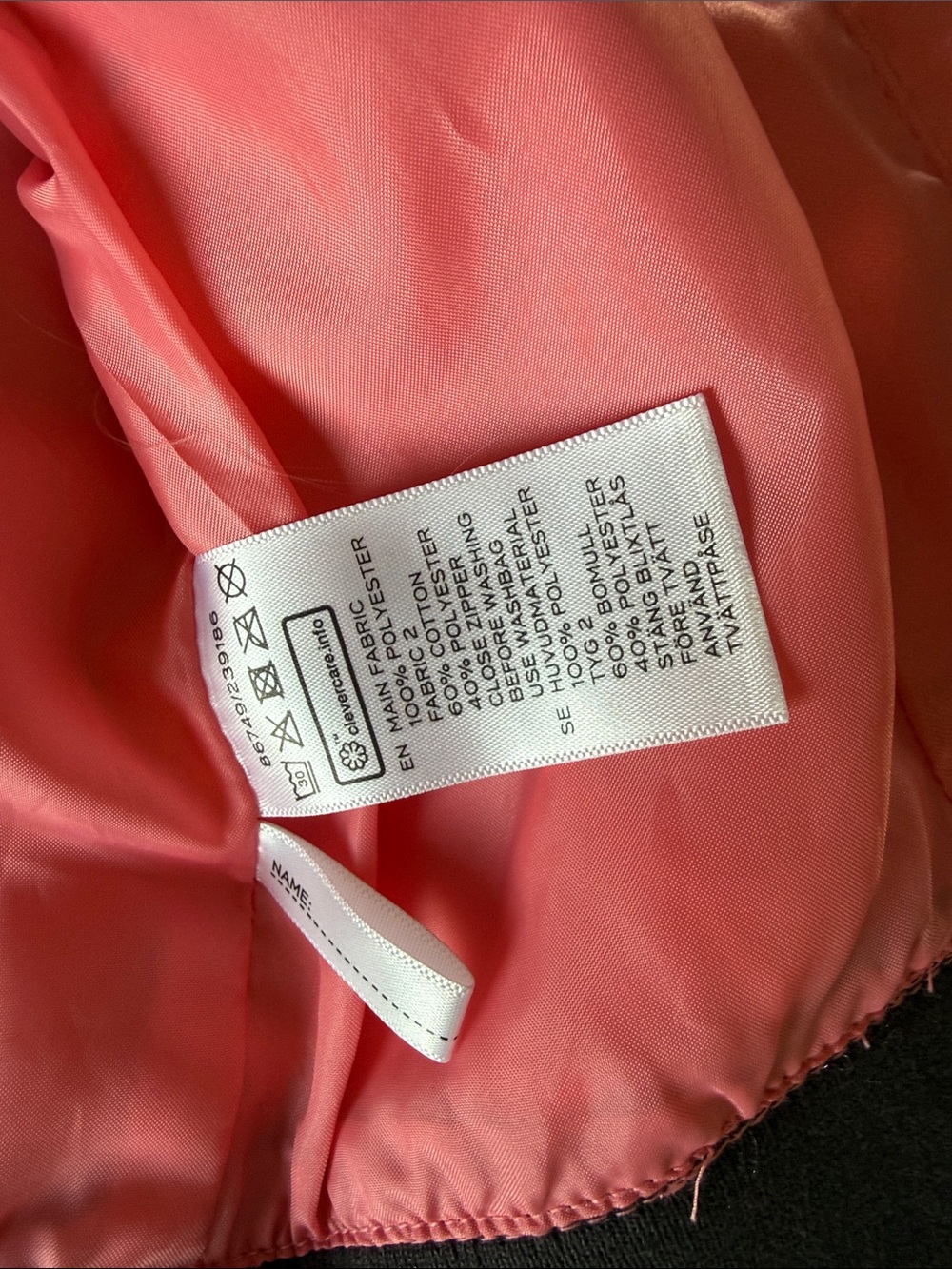 KappAhl Kids Satin Bomber Jacket in Pink & grey - Picture 3 of 5